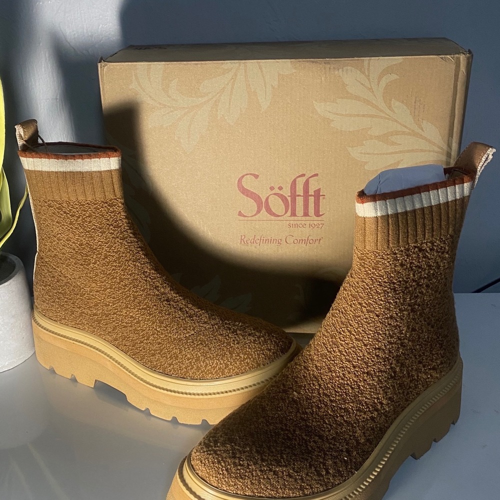 Women's Tan Knit Ankle Booties